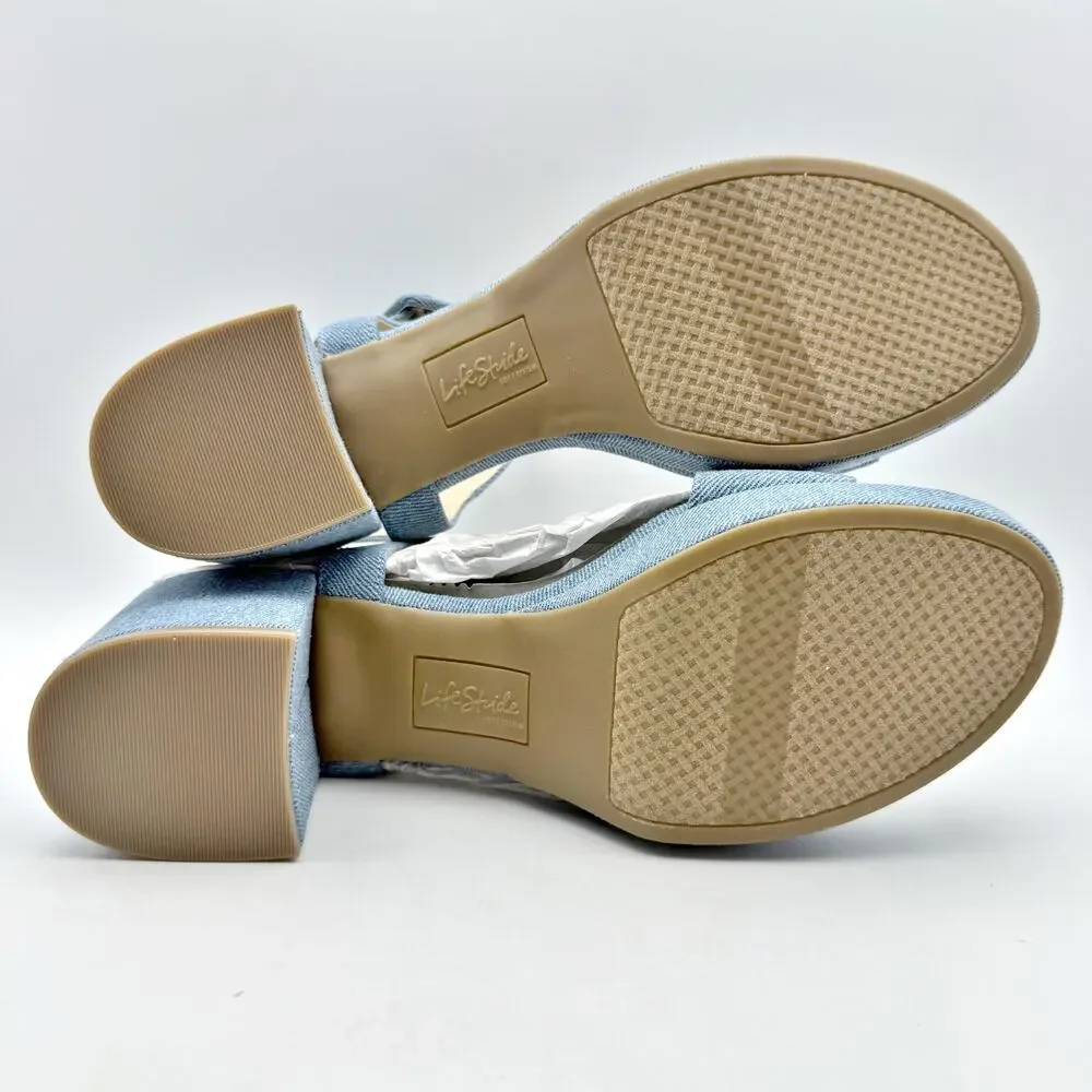 LifeStride Womens Rhythmn Sandal Heels US 11 M EU 42 Denim Blue NIB